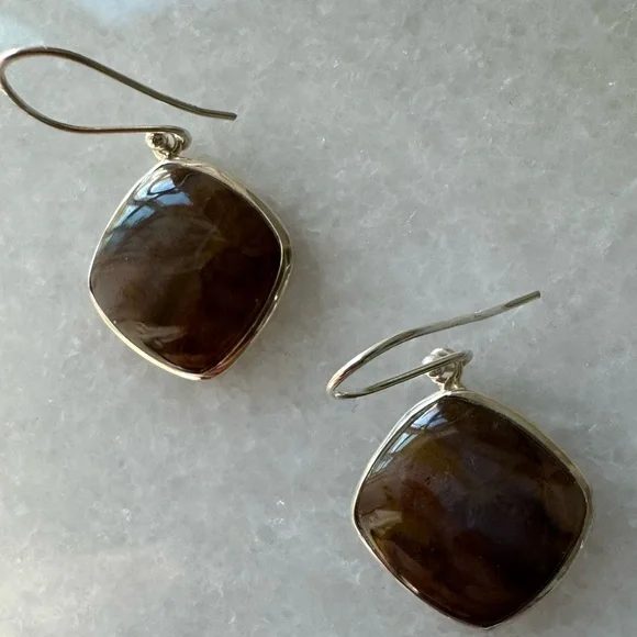 NWOT Tuckernuck Montgomery Earrings, Sandalwood Stone, Sterling Silver